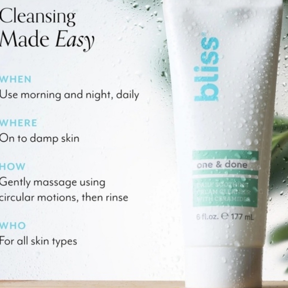 Bliss One & Done Daily Smoothing Cream Cleanser & Makeup Remover w/Ceramides NIB - Picture 4 of 5